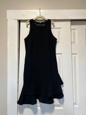 Cynthia Rowley Black Sleeveless Mini Dress with Ruffle Hem